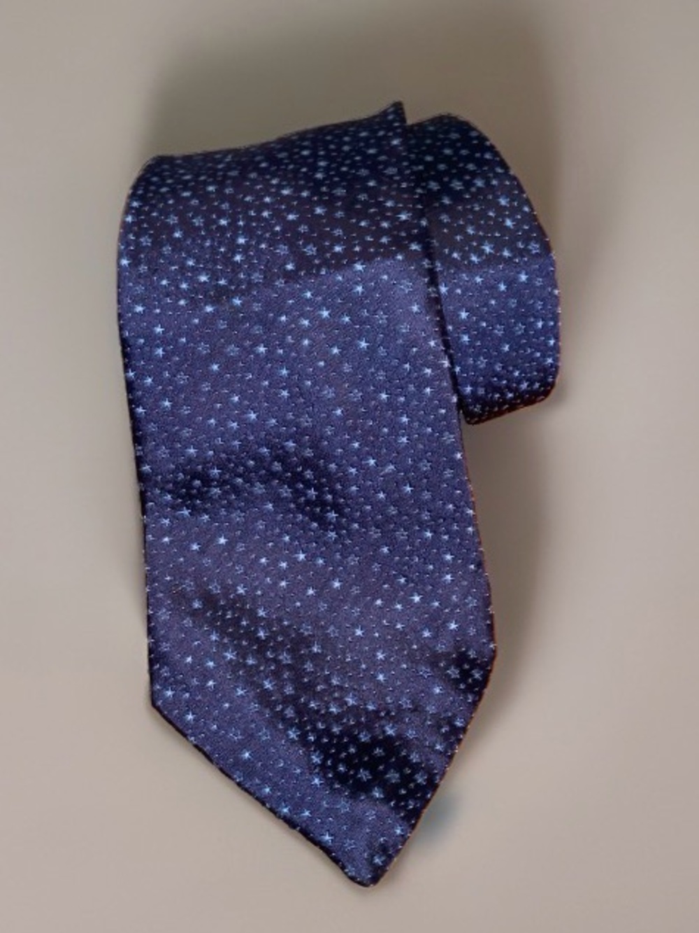 Dunhill Navy Tie with Light Blue Star Pattern